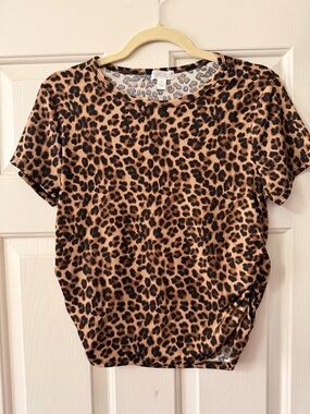 Leopard Print Short Sleeve Tee - Brown/Black